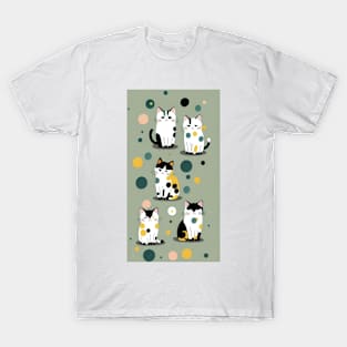 Polka Dot Elegance: Sophisticated Cat Design T-Shirt